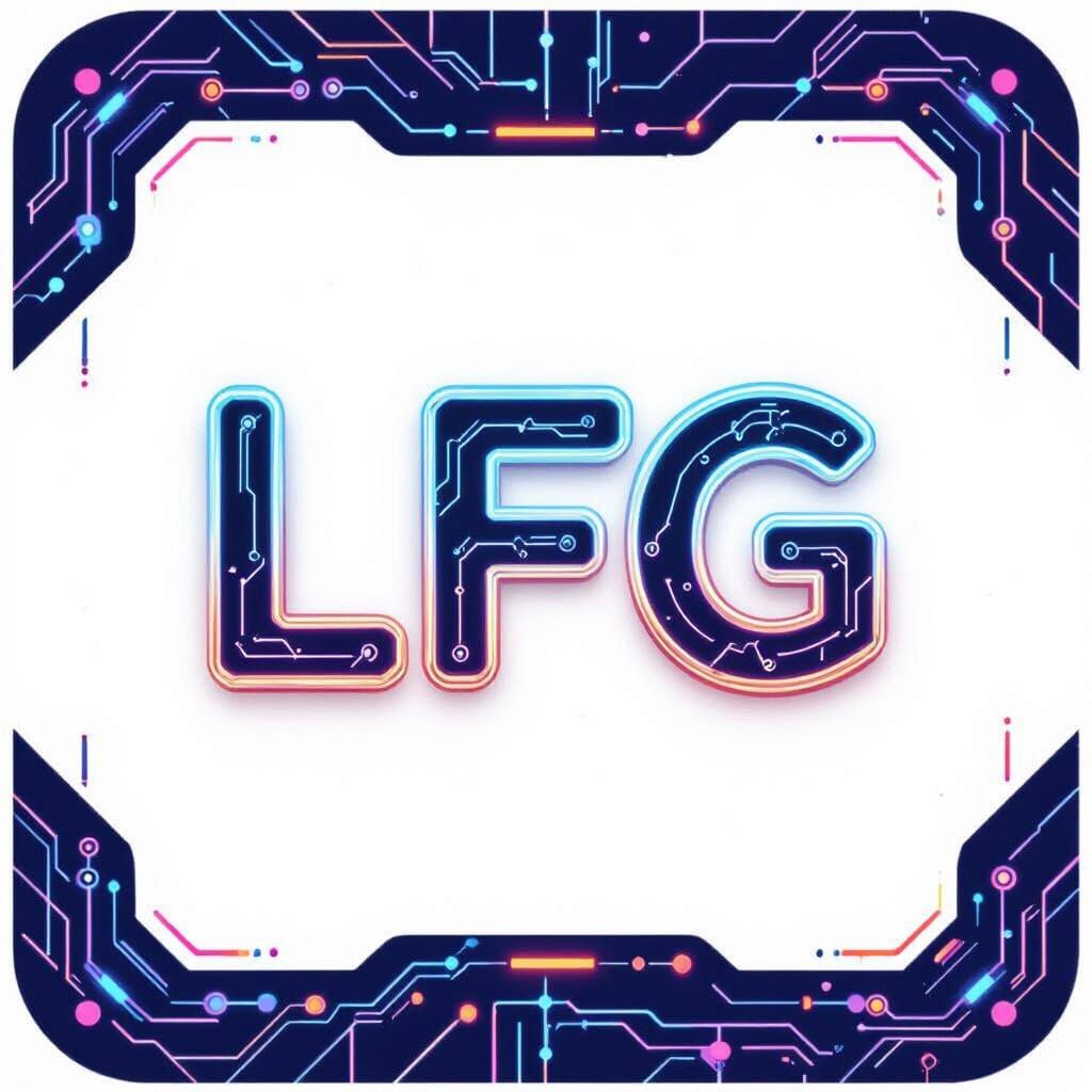 TeamupLFG.com Gaming Logo: Intertwined Glowing Letters