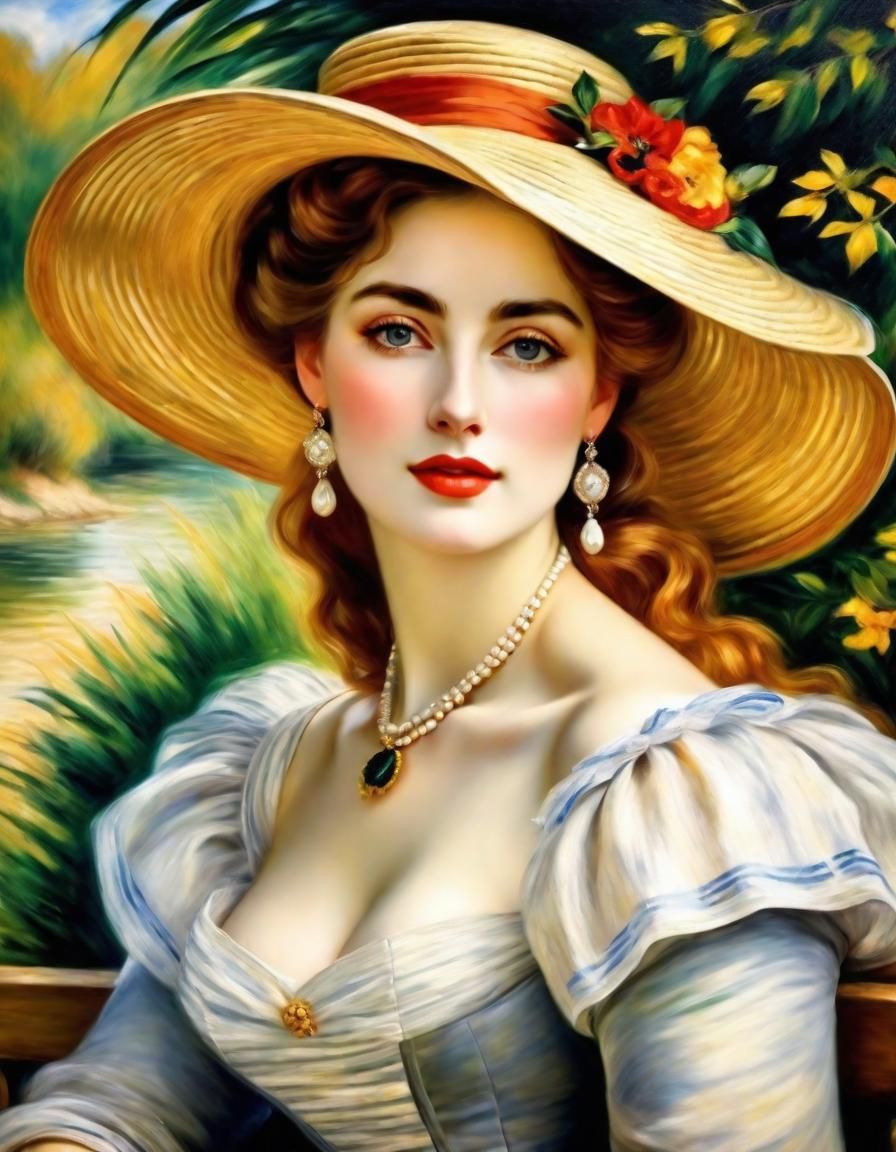 Elegant Woman in Impressionist Style Portrait