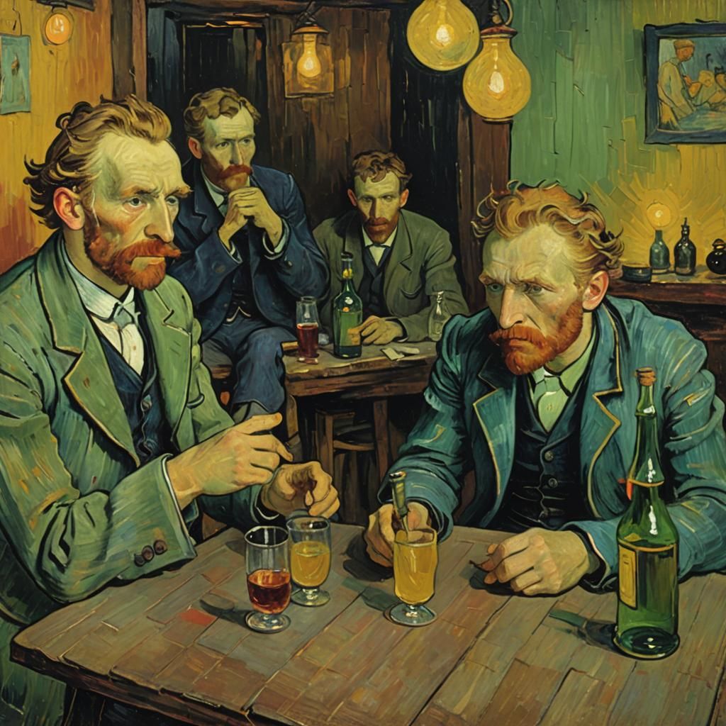 portrait of Paul Gauguin by Van Gogh, in a French drinking d...