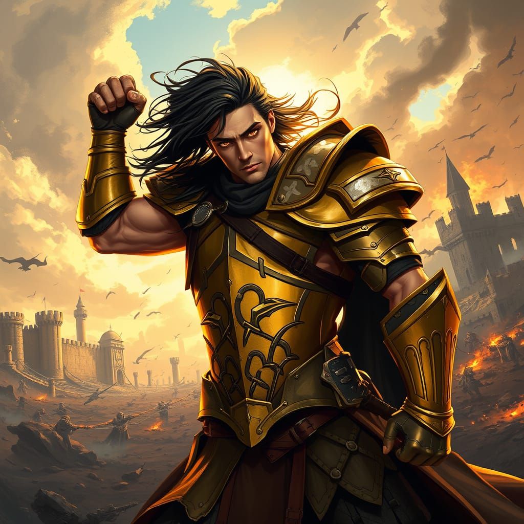 Heroic Fantasy Fighter in Gritty Dungeons and Dragons Style