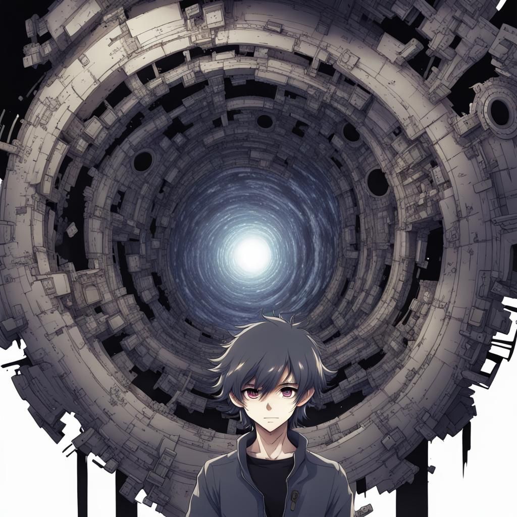 Complex Anime Designs in Foggy Void