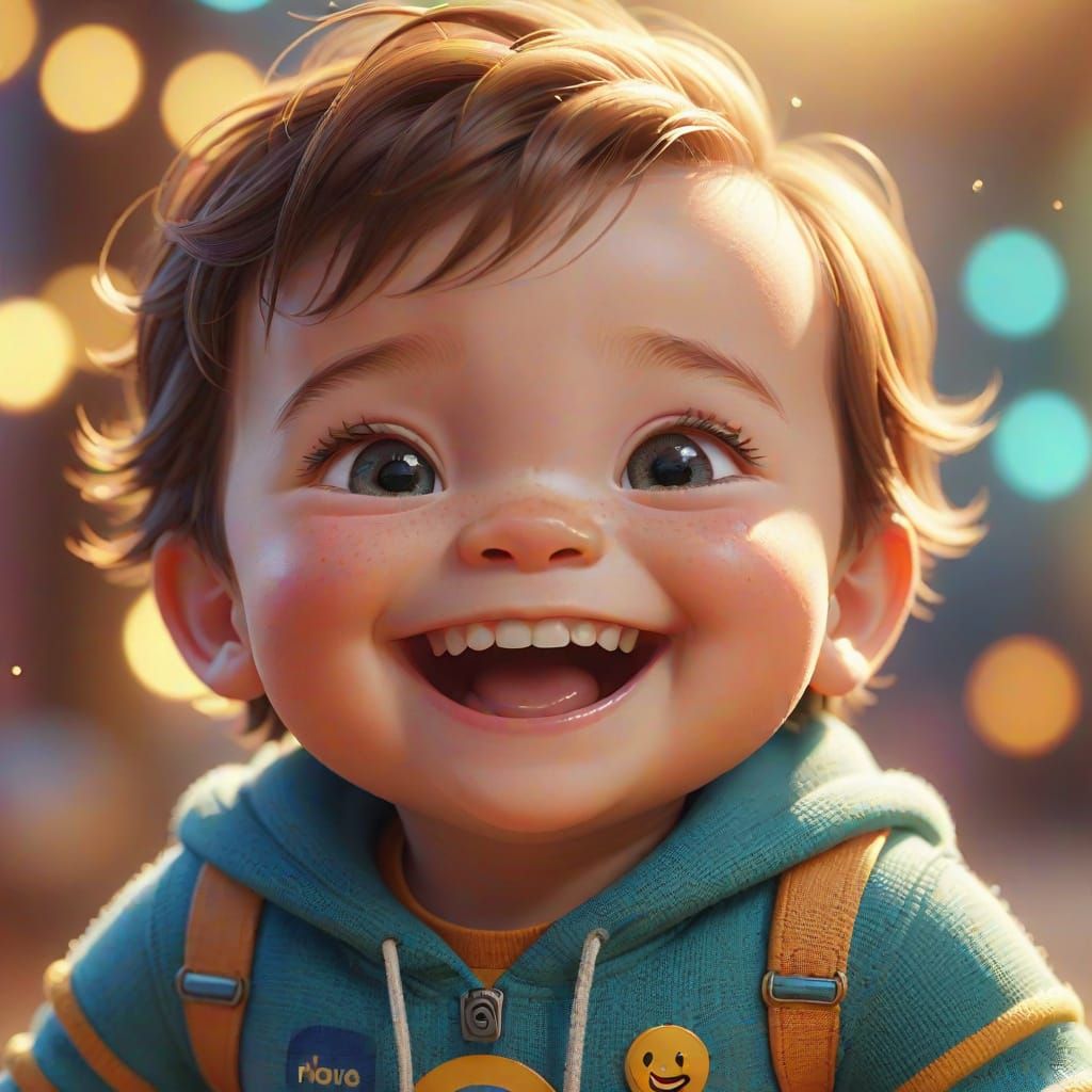 Chubby Cheeked Baby Boy in Joyful Delight