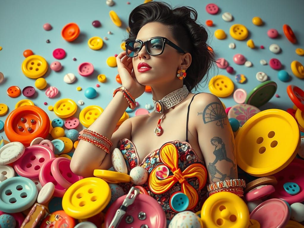 Neon Haute Couture Fashion in Pop Art Style