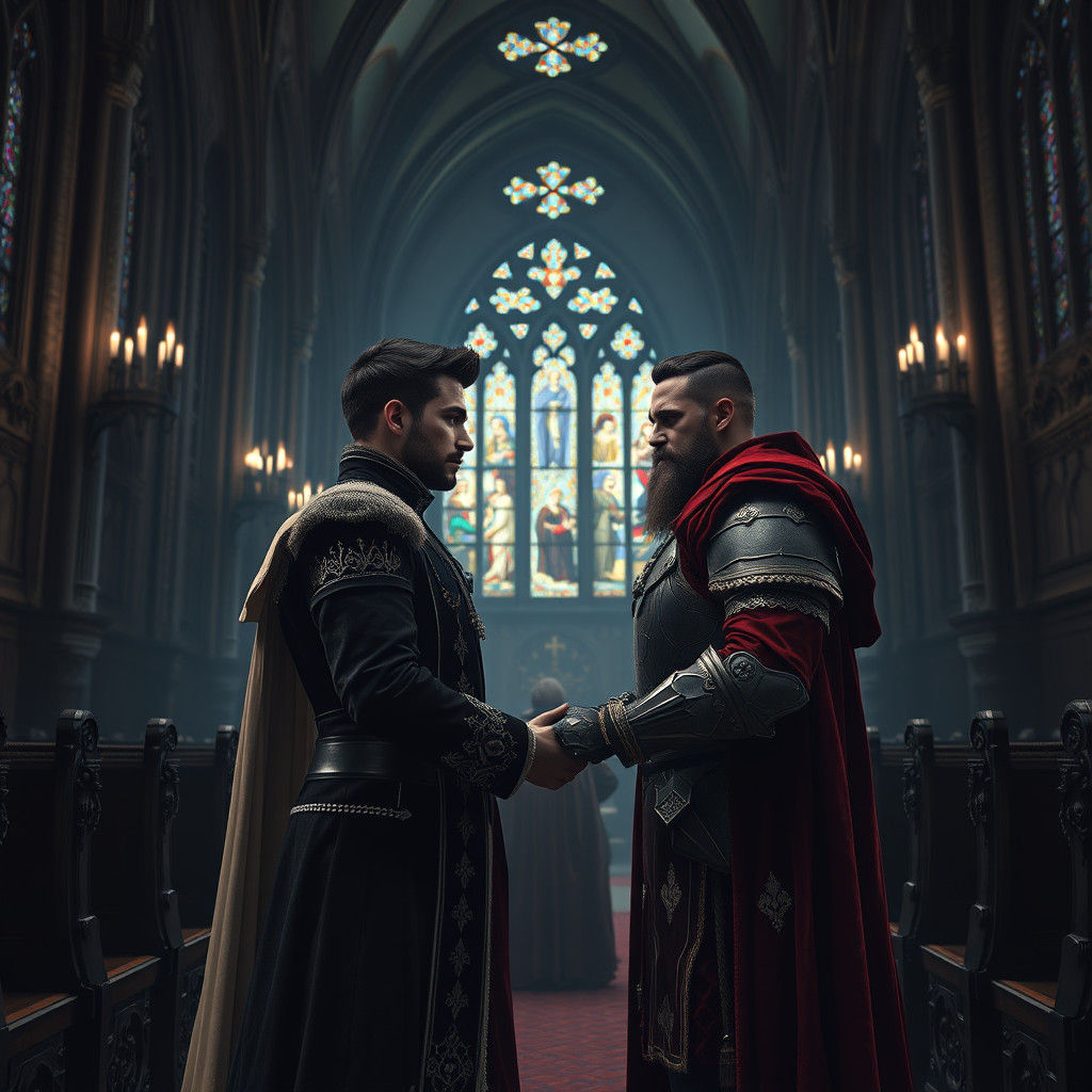 Prince and Knight Wedding in Gothic Church