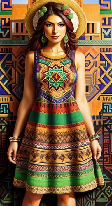 Geometric Peonies: An Aztec Surrealist Gouache Painting