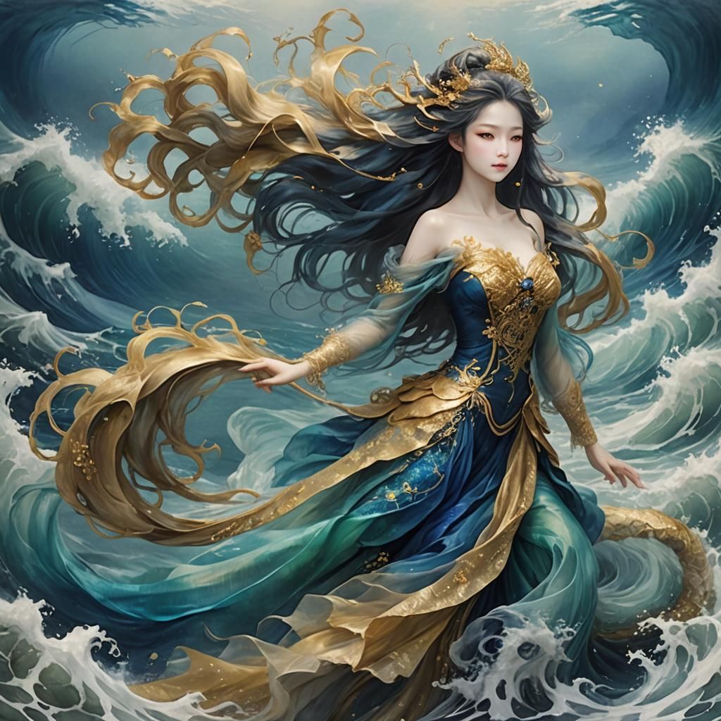 Siren in Tulle Ocean Inspired by Zao Wou-Ki