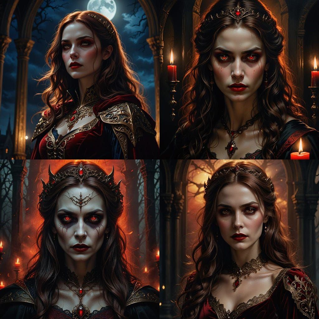 Vampire Goddess in Red and Bronze