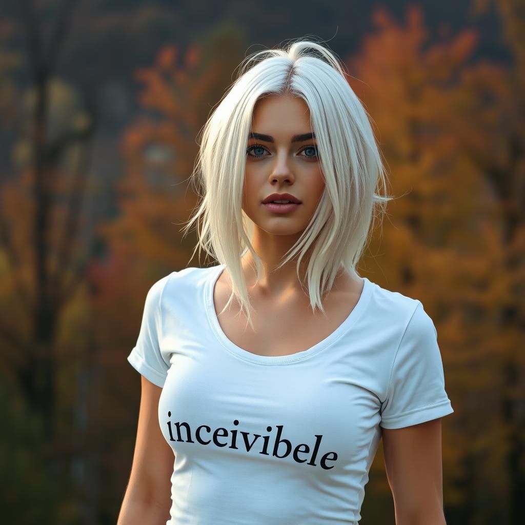 Ghostly Woman in Autumn Forest