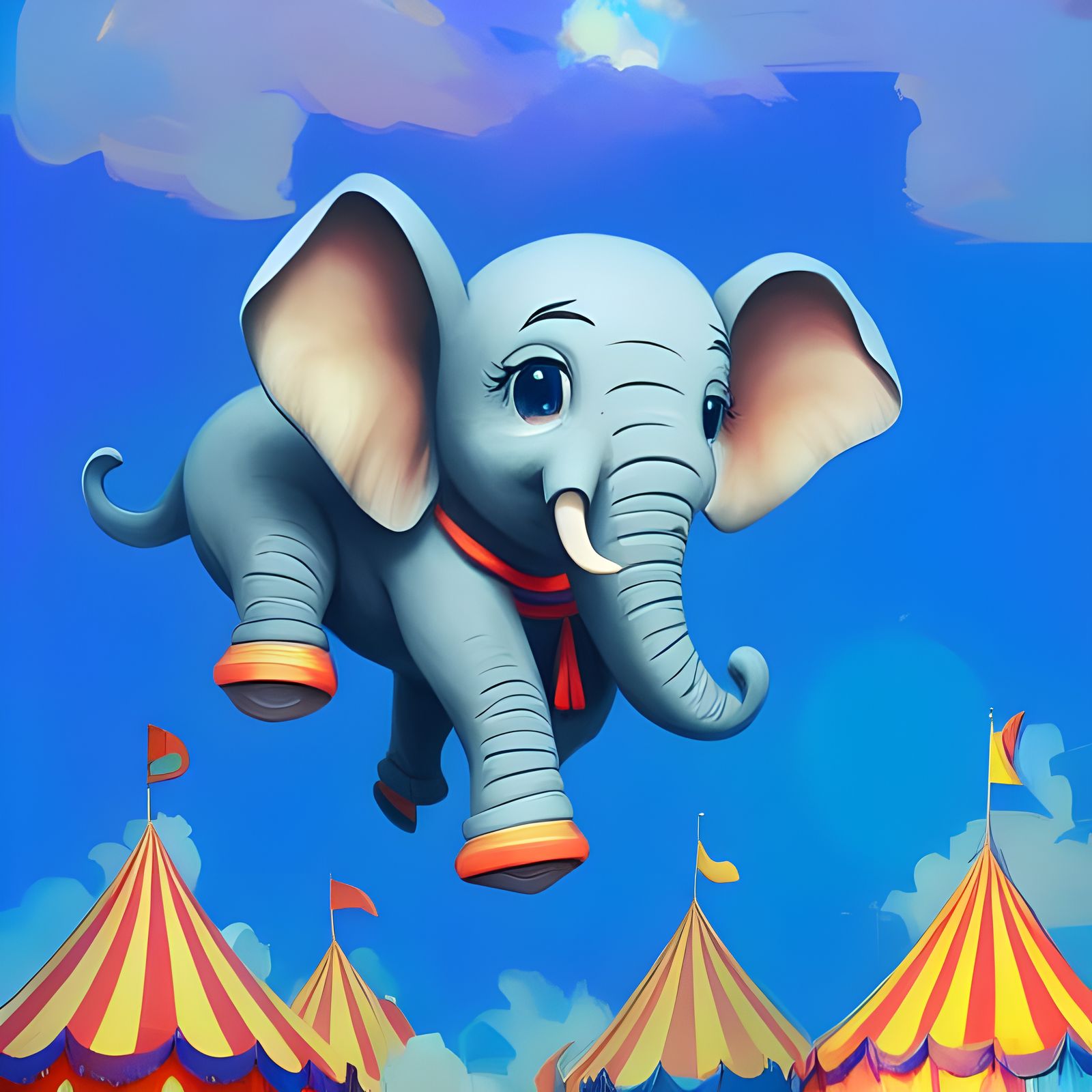 Happy Flying Elephant Circus Portrait