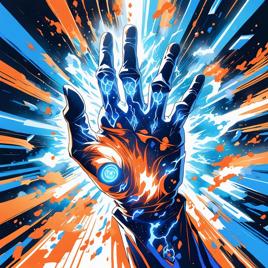 Dynamic Anime Hand Channels Energy Attack