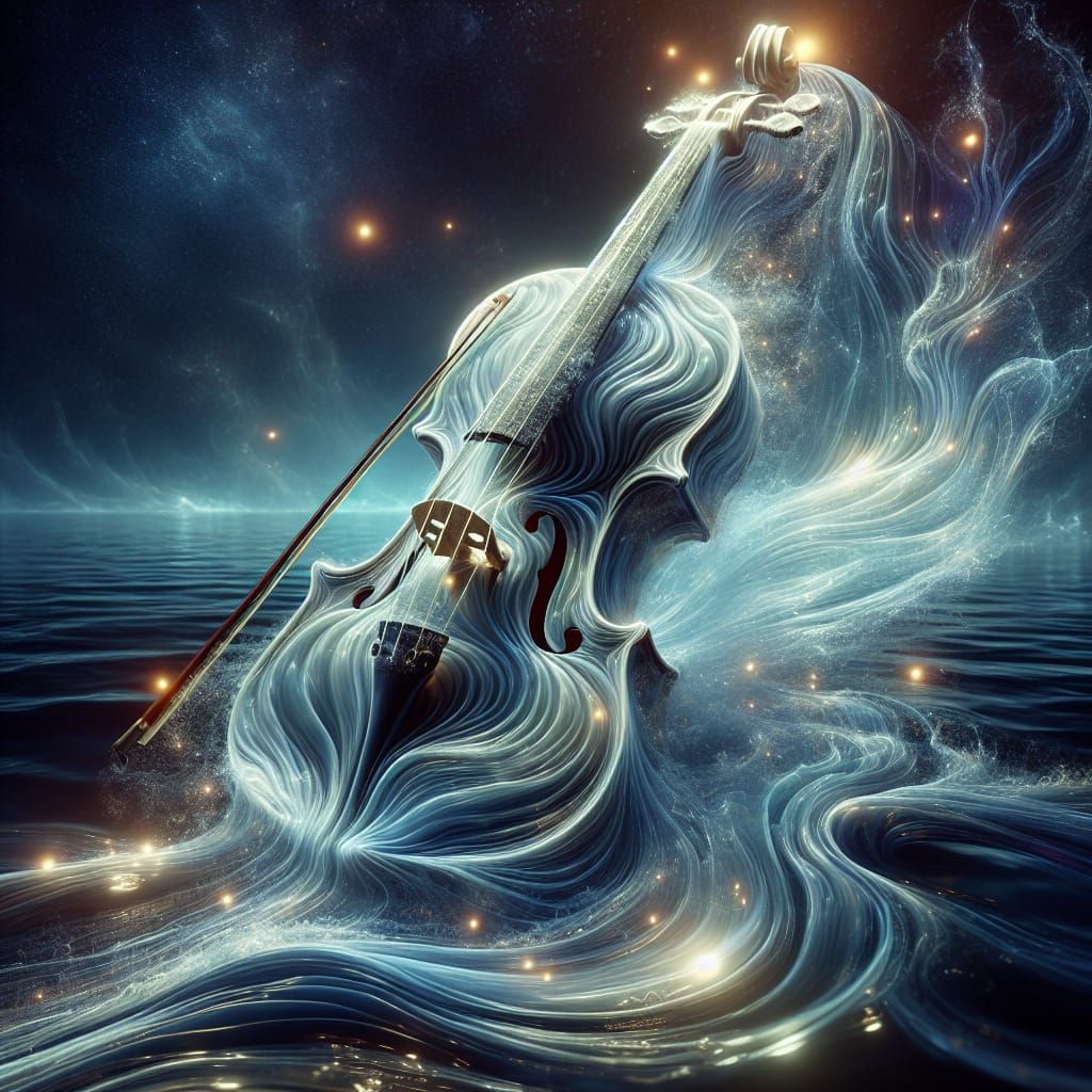 Ocean Wave Violin Made of Liquid Light
