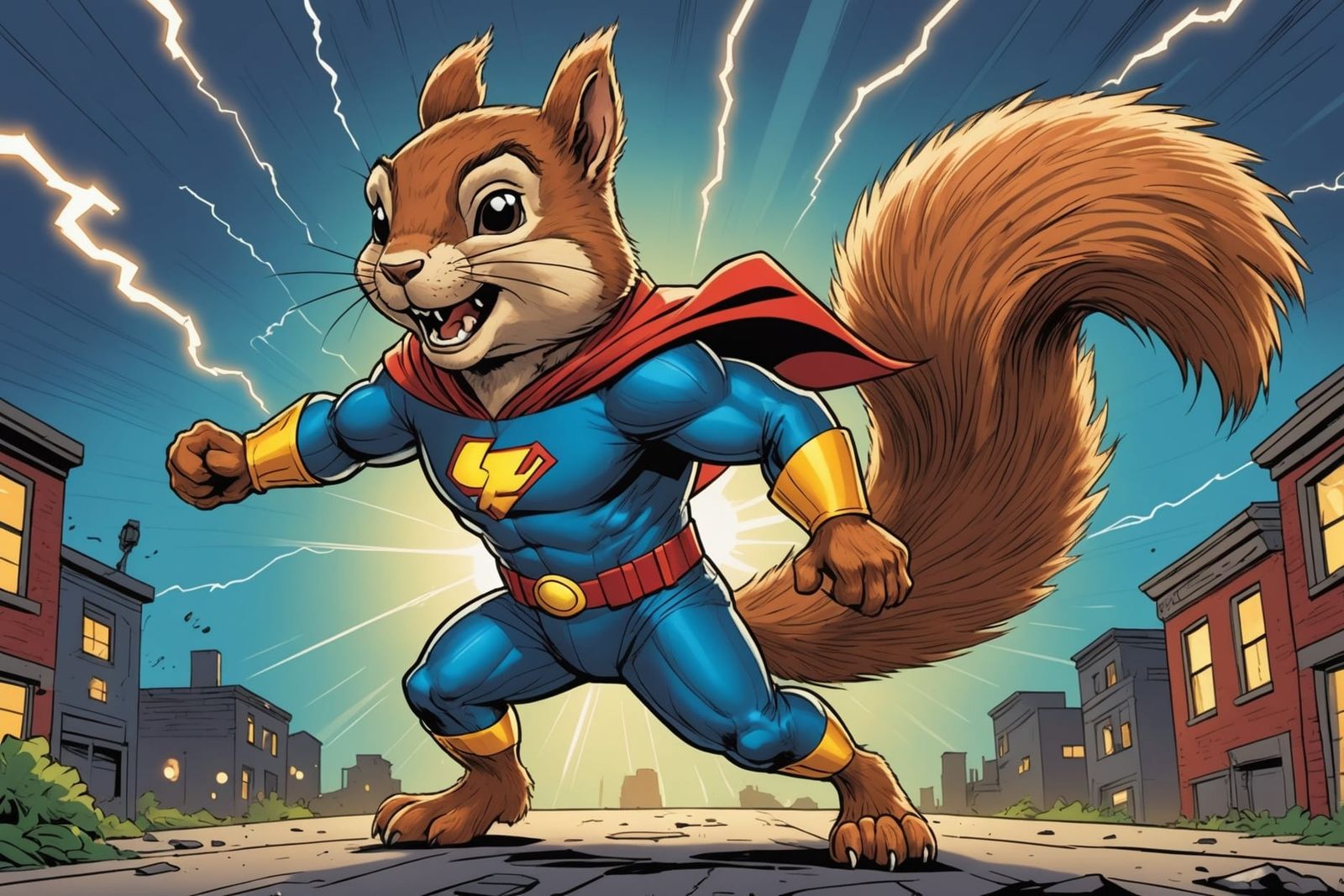 Squirrel Superhero in Comic Book Style