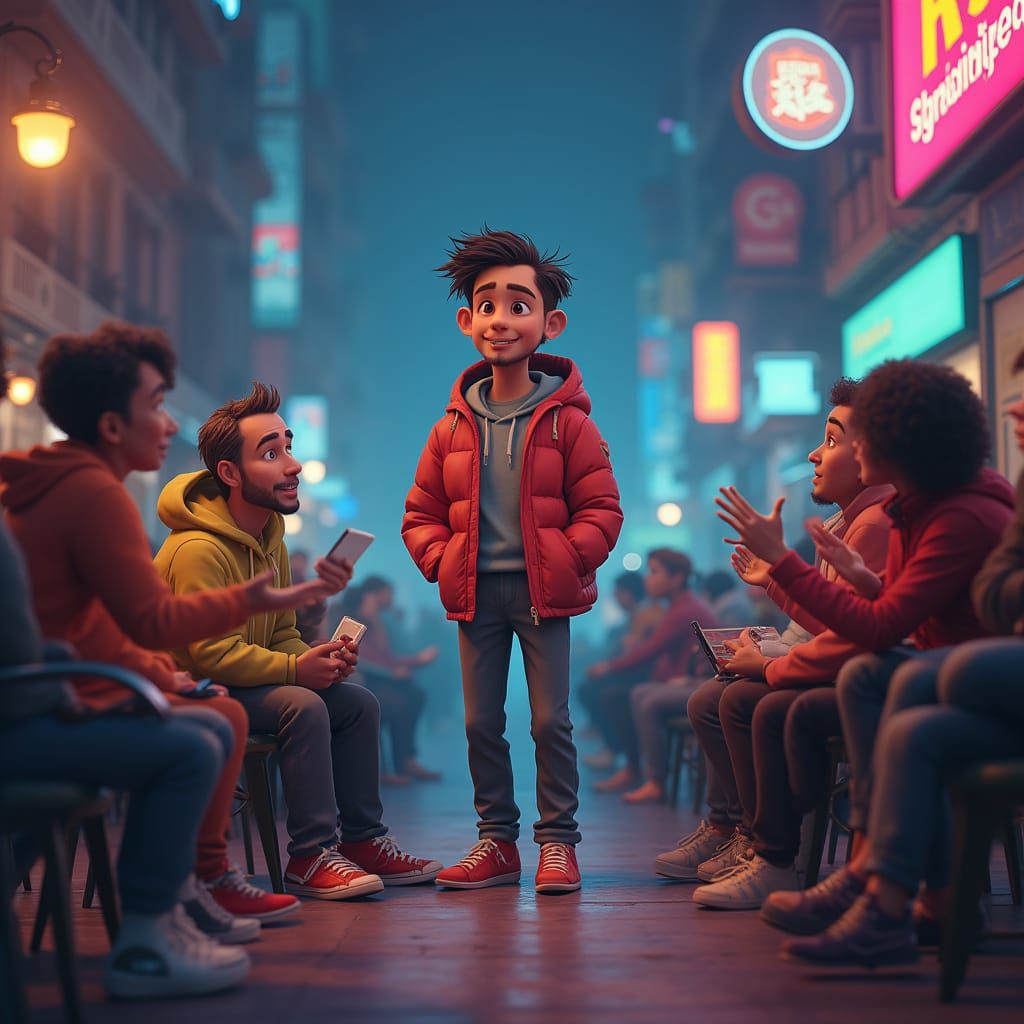 Vibrant Gótico Acuarela of Modern Conversations in a Thrivin...