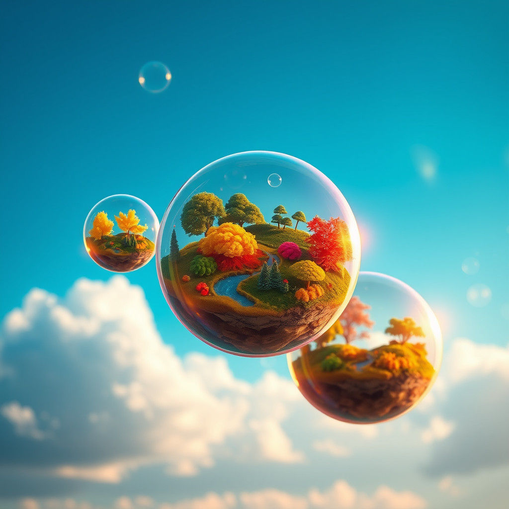 Miniature Seasons in Luminous Soap Bubbles