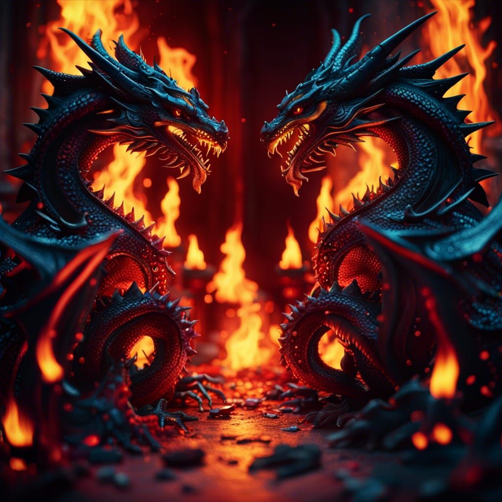 Dragons Born of Fire: A Cinematic 8K Scene