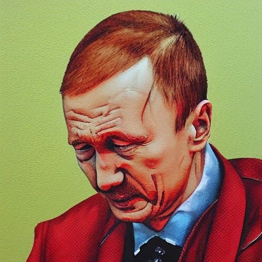 Detailed Gouache Painting of Vladimir Putin