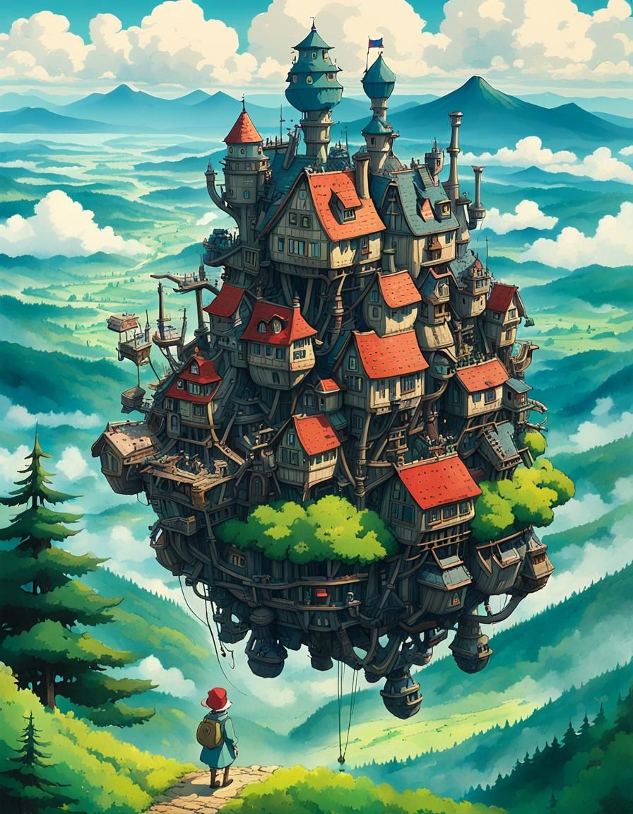 Mechanical Walking Village Inspired by Studio Ghibli