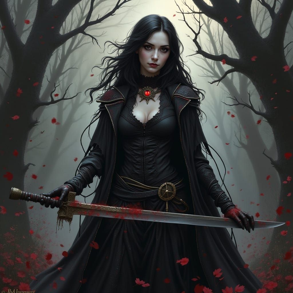 Grimdark Fantasy Landscape in Dark Medieval Style