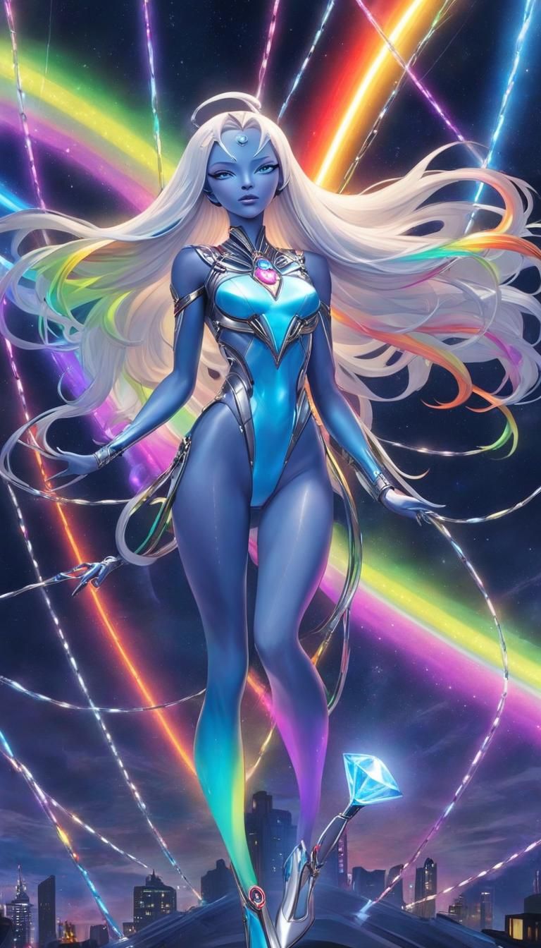 Beautiful Cybernetic Alien Girl in Cosmic Astralscape