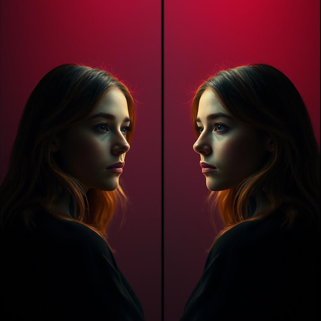 Introspective Portrait with Mirrored Reflection