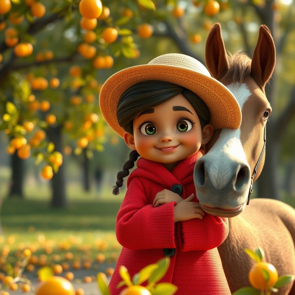 Girl and Dog Embrace in Autumn Park