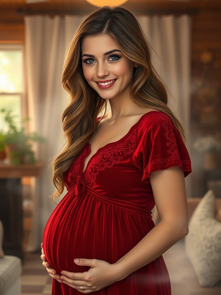 Serene Pregnant Woman in Ethereal Mist