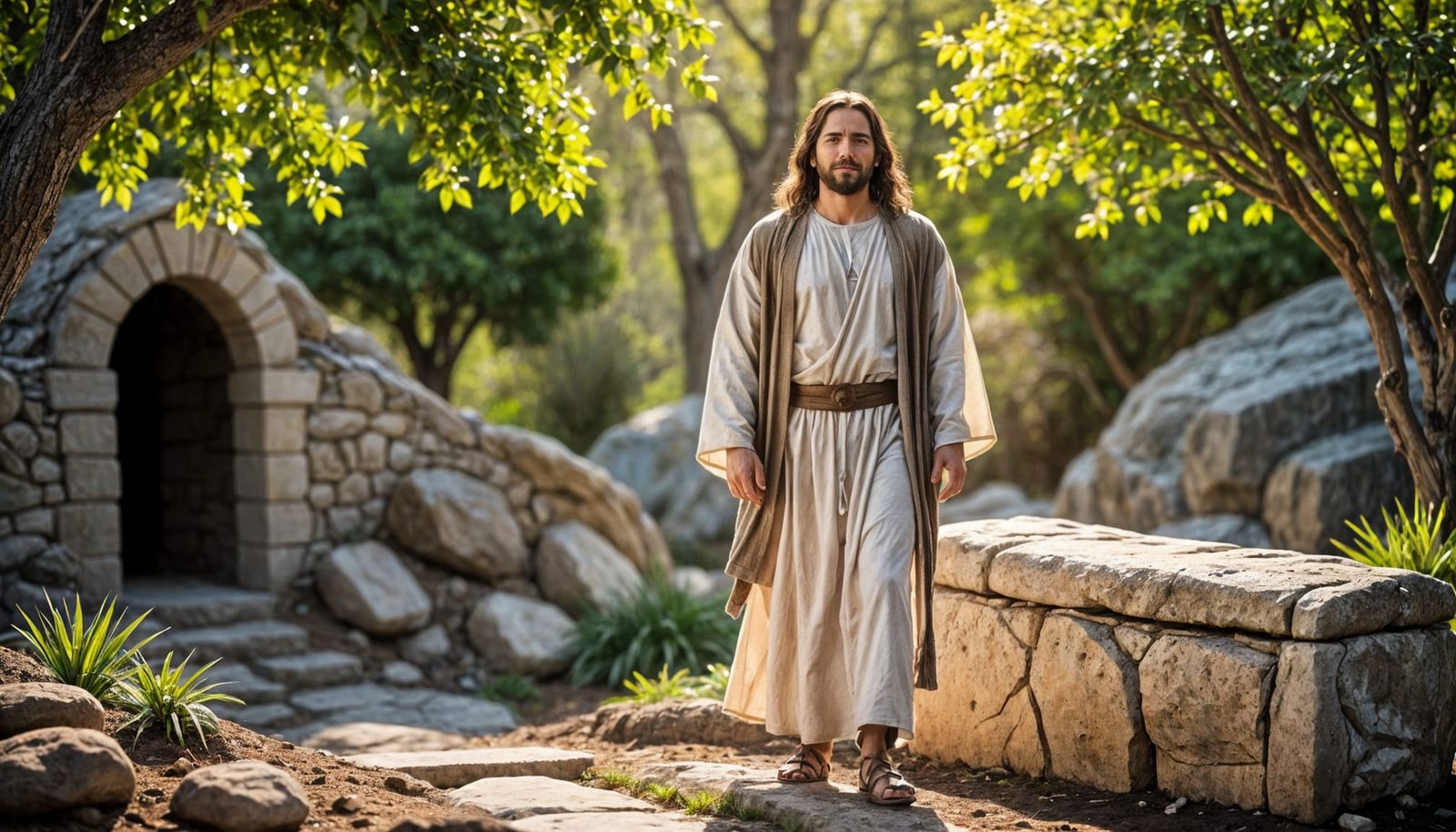 Jesus Rises on Easter Morning in Brilliant Light