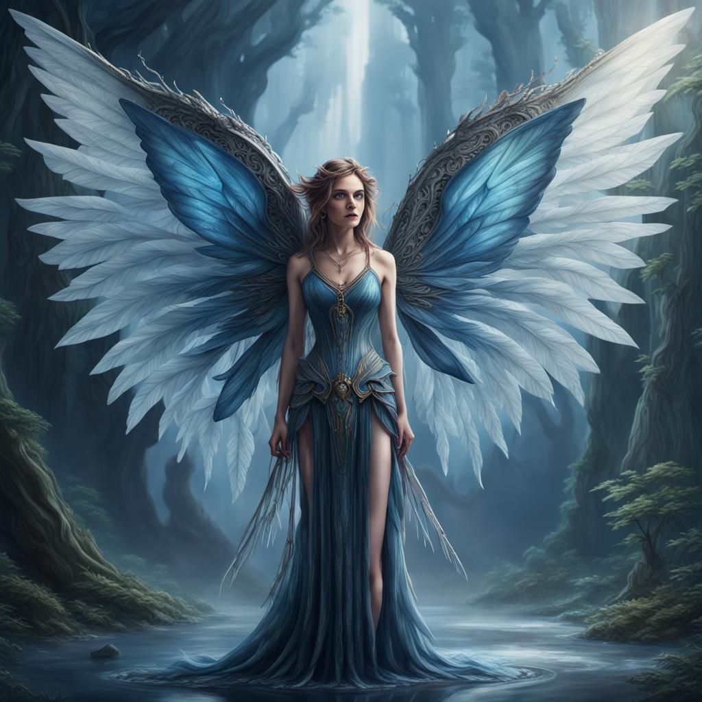 Kyanite and Brookite Crystal Fairies: Digital Matte Painting