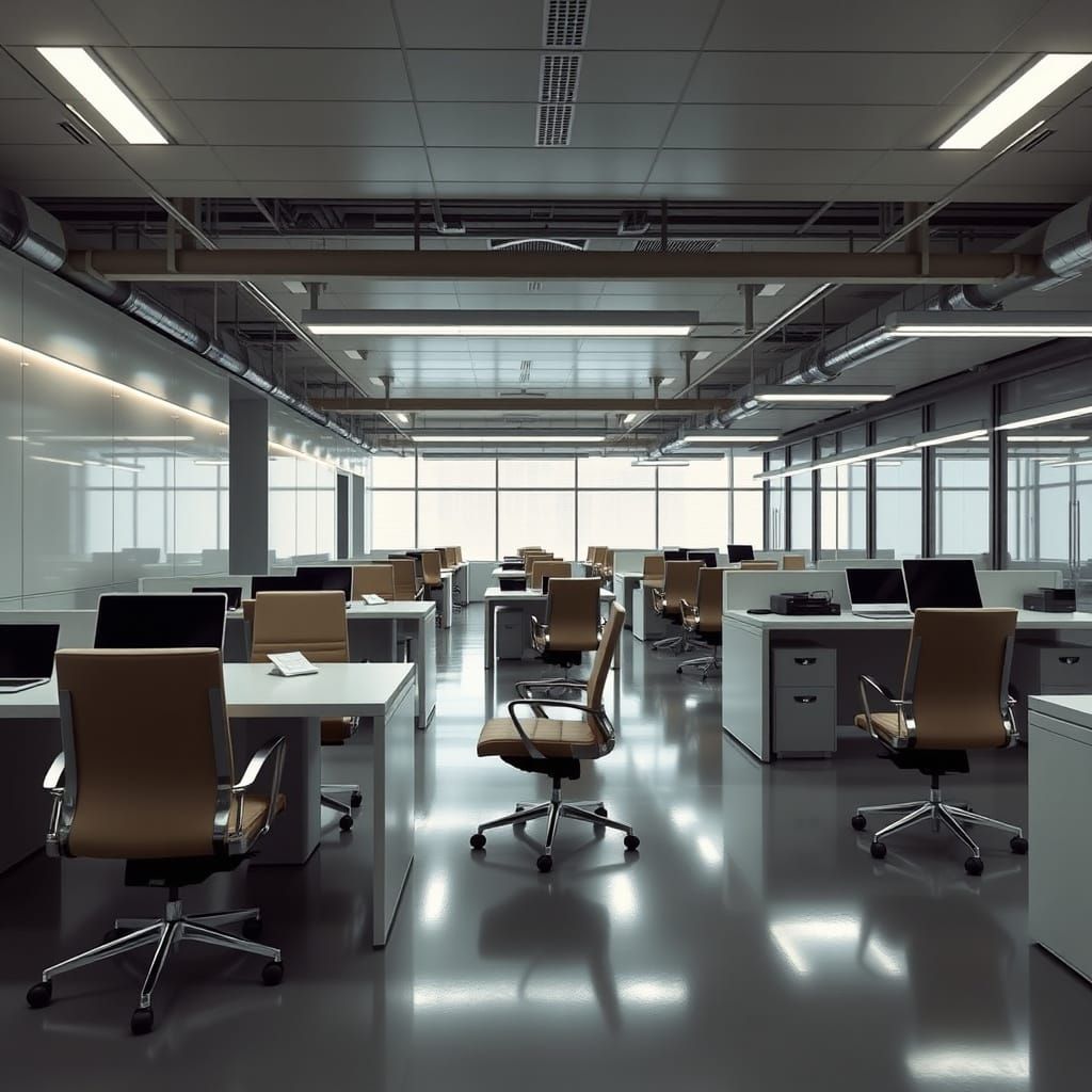 Futuristic Empty Office Space in Syd Mead Style