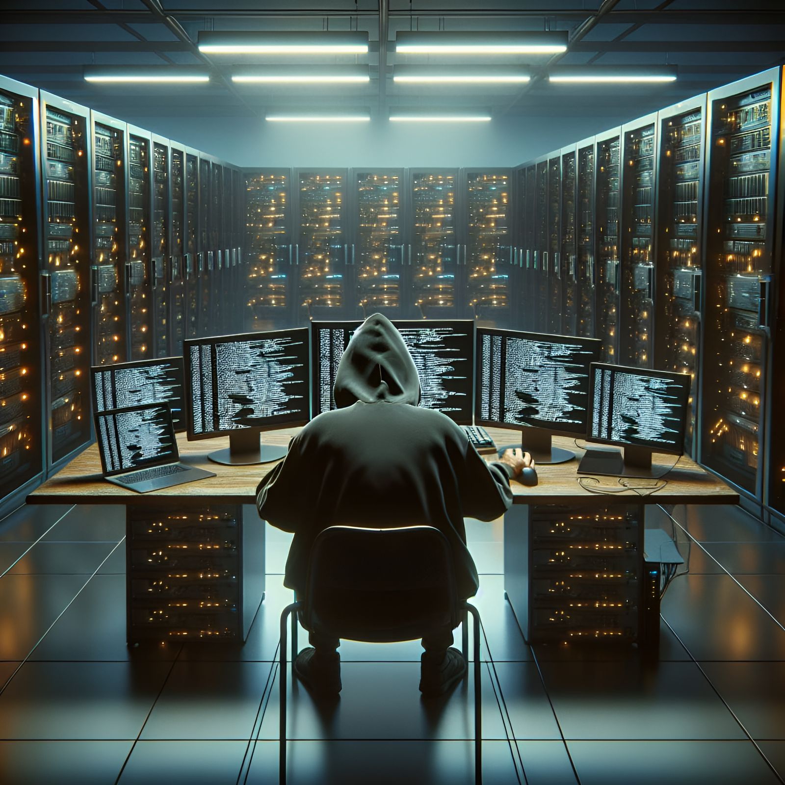 hacker room work on new Dell-e V3