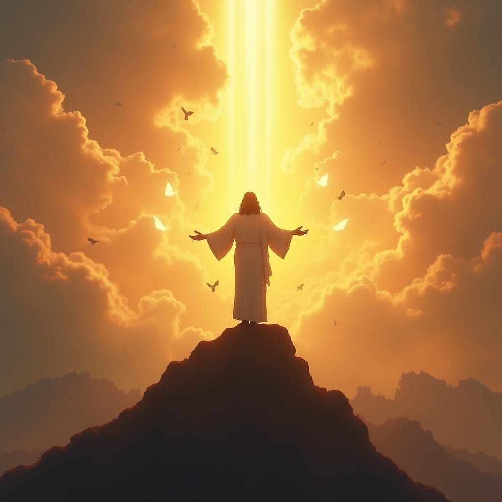 Serene Mountaintop: Jesus in Divine Light