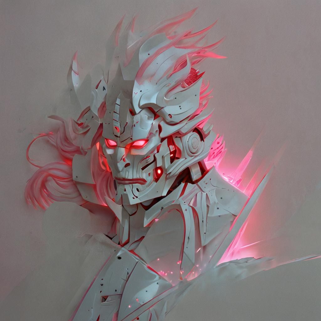 Cosmic Samurai with Glowing Eyes and Mask