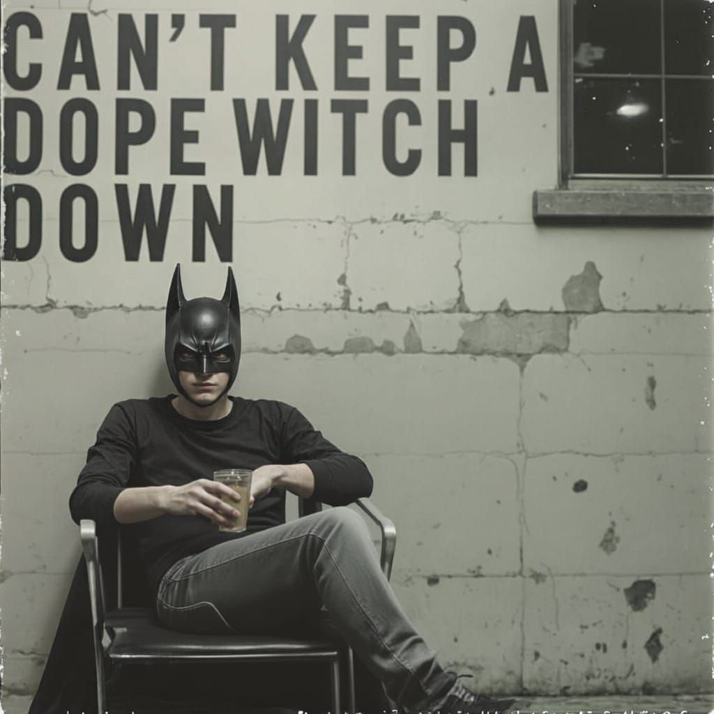 Batman Masked Teen in Grunge Photo Aesthetic