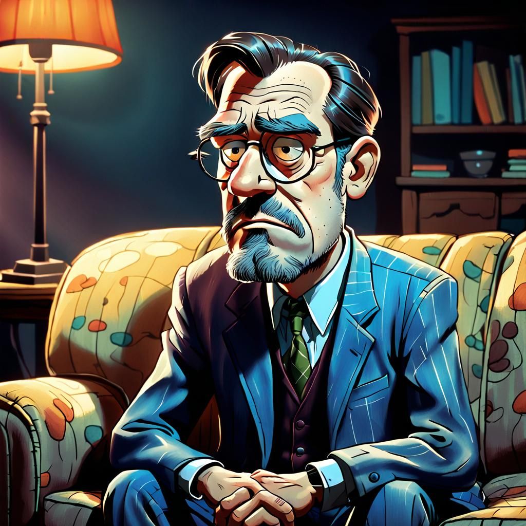 Mr. Antisocial Guy in Cartoon Illustration Style