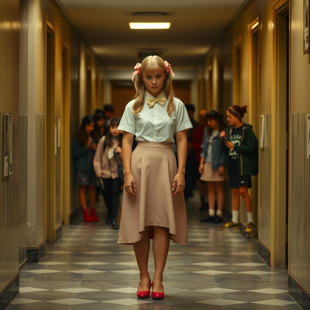 Awkward Boy in School Uniform: Cinematic Film Still