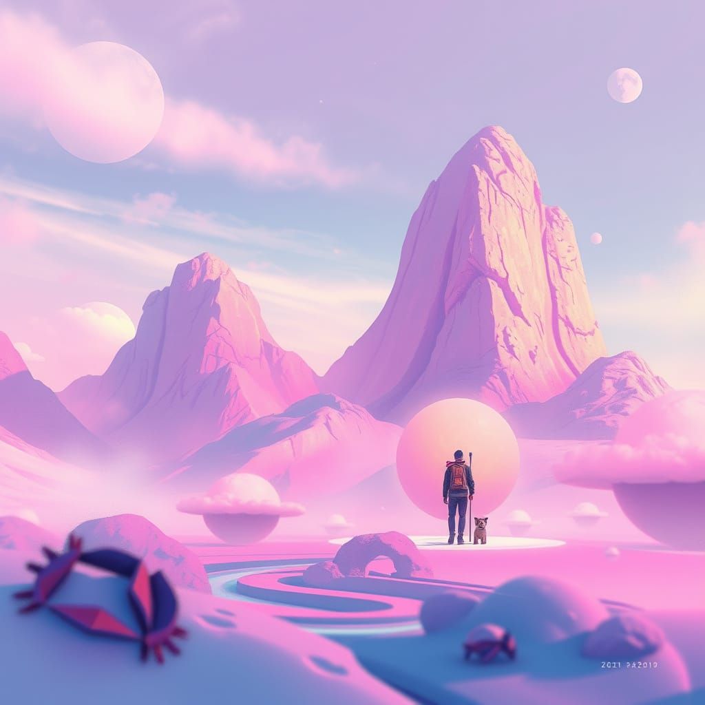 Airbrushed Futuristic Scene in Pastel Colors