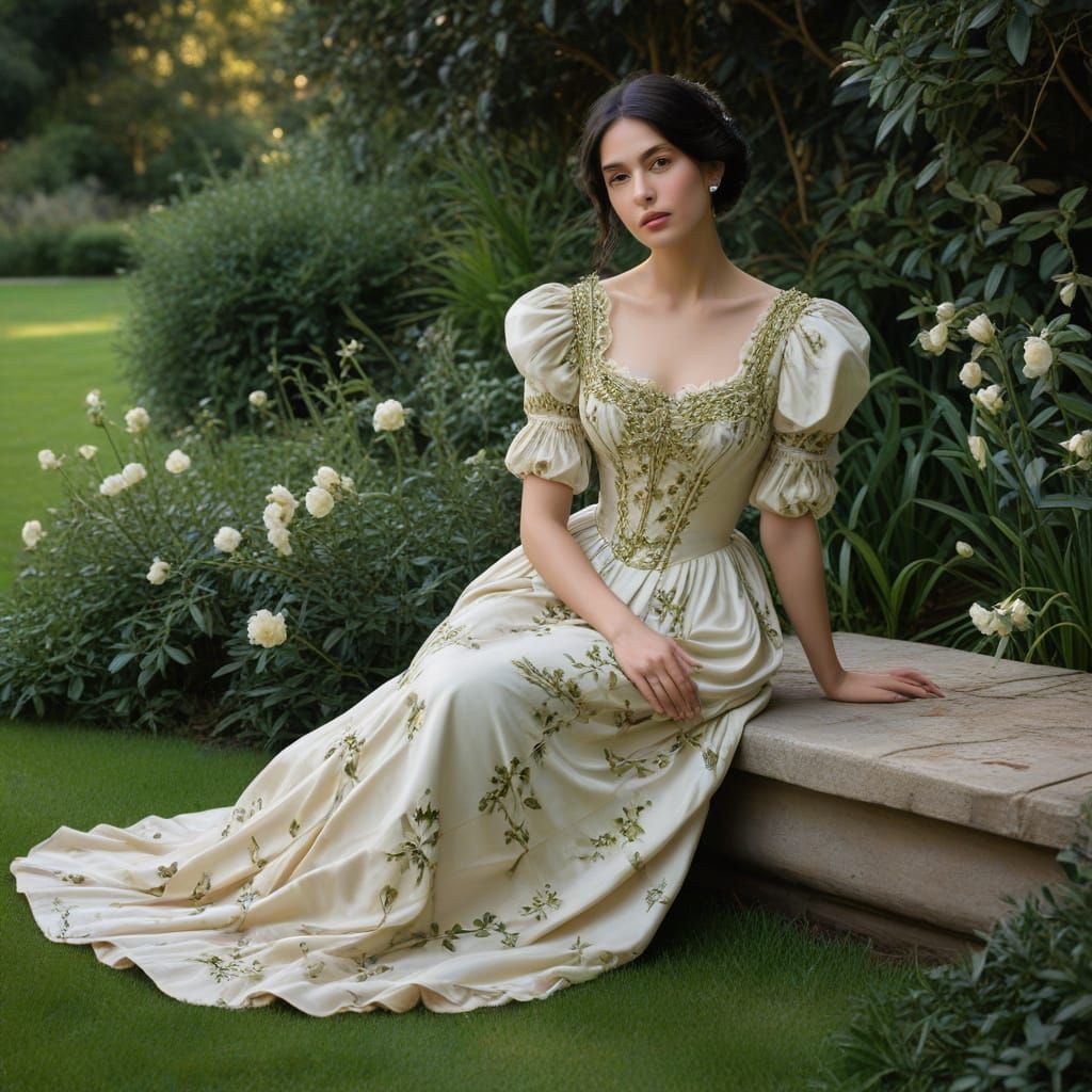 Victorian Woman in Garden, Oil Painting by John Singer Sarge...