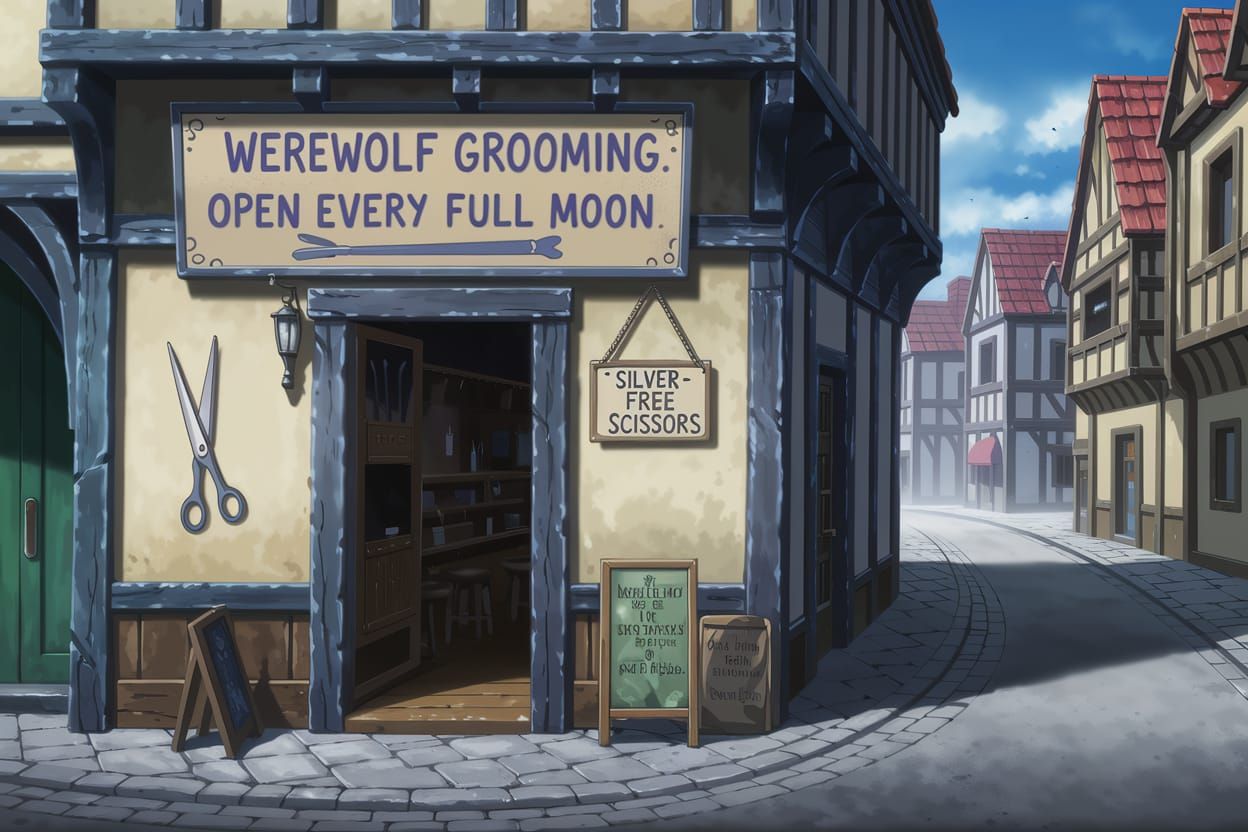 Medieval Werewolf Grooming Shop Sign