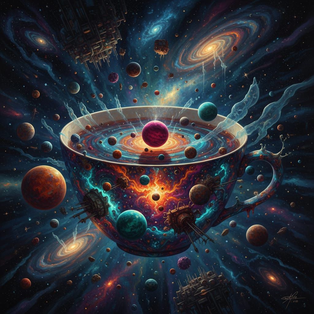 Cosmic Teacup: Planets Orbiting in Surreal Space