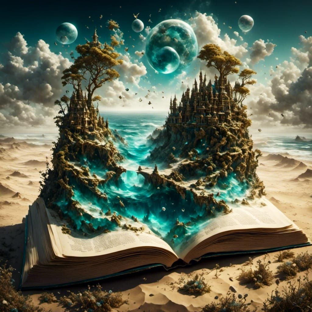 Ocean Pages Reflected in Open Book Vintage Postcard