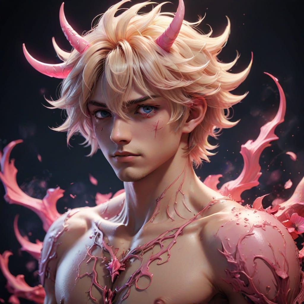 Seductive Demon of Love in Vibrant Anime Style