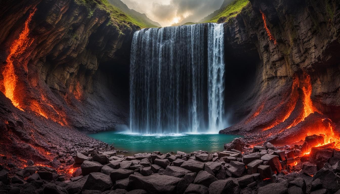 The entrance to Hell Inside A Waterfall