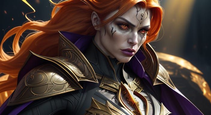 Surreal Superheroine Radiates Power in Fantasy Realm