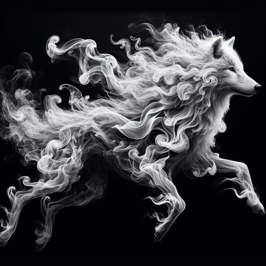 Ethereal Smoke Wolf in Motion