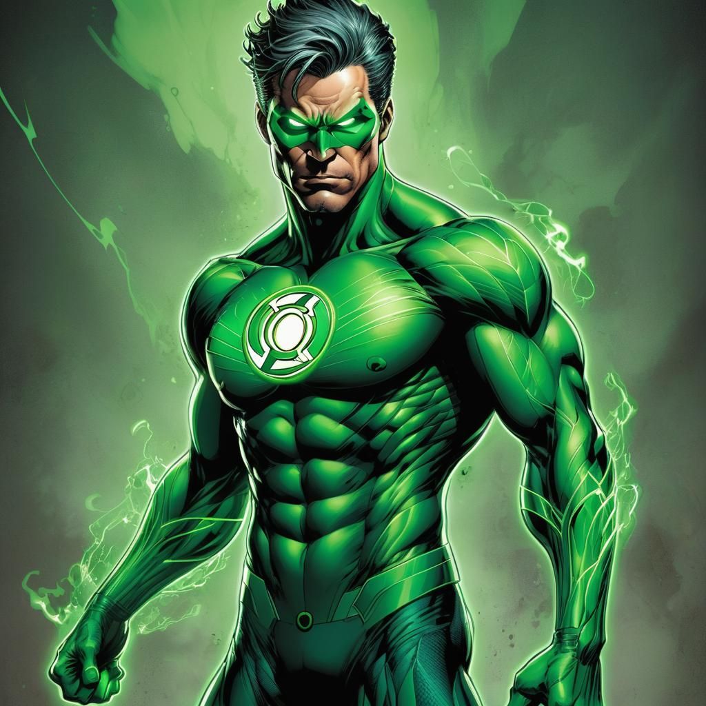 Green Lantern Tattoo: Comic Book Style Illustration