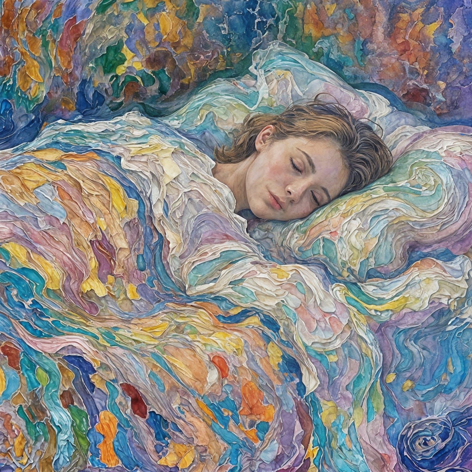 Sleep Time Masterpiece in Thick Gouache and Watercolor