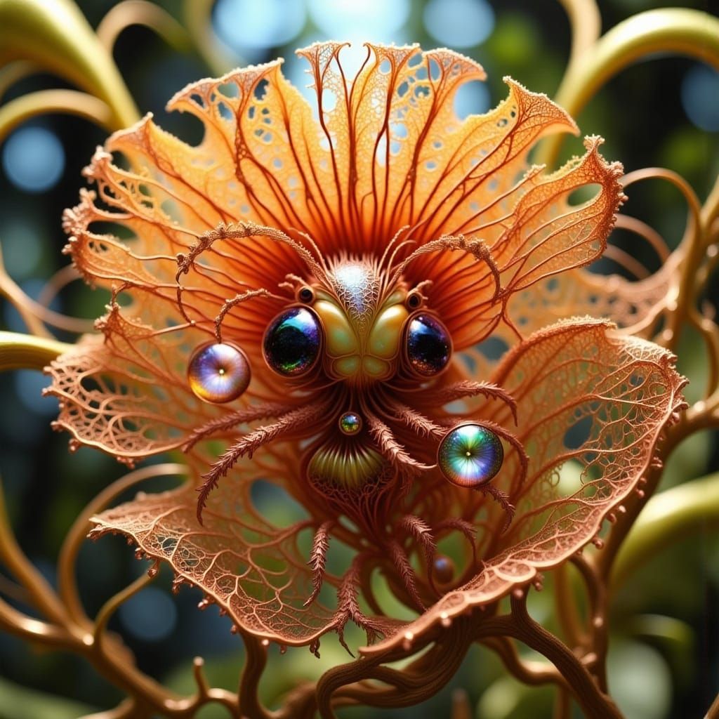 Intricate Copper Wire Fairy Creature in Filigree Style