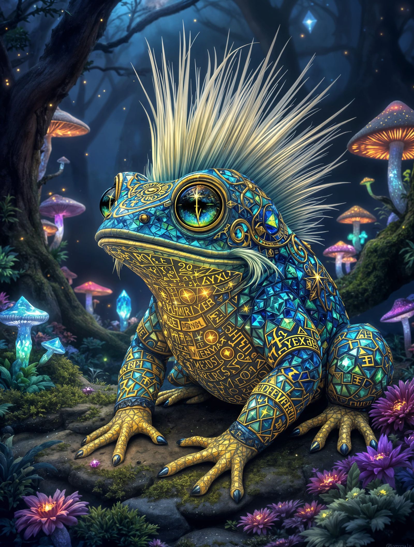 prompt:
#FrogWithHaiestyle
On the canvas, a platinum-blond t...