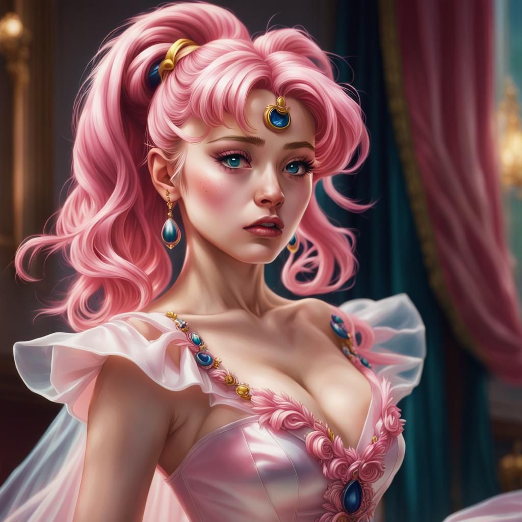 Sailor Moon in Ballgown: Hyperrealistic Splash Art
