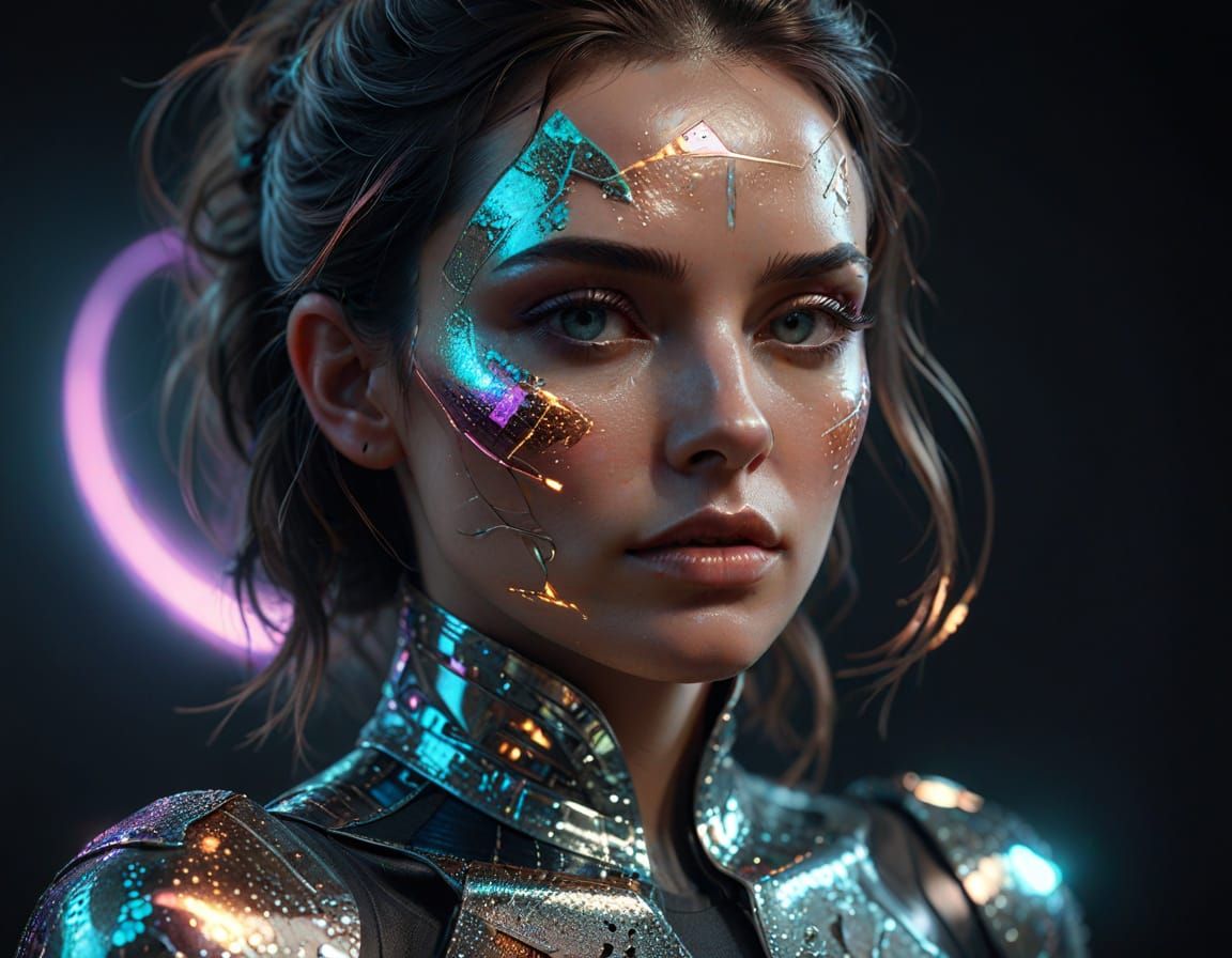 Luxurious Lady Overgrown with Iridescent Bandages